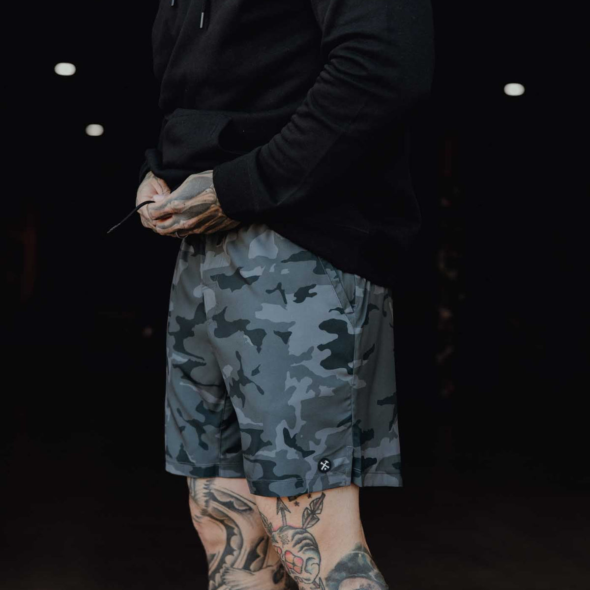 7 Gym Shorts Black Camo Smashforth